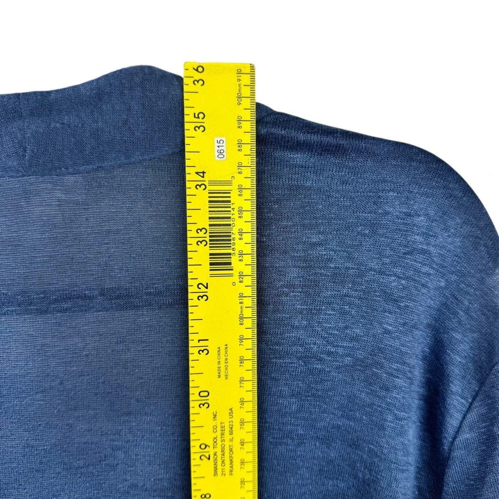 J Jill Cardigan Sweater‎ Large Love Linen Blue 100% Linen Open Front Long Sleeve